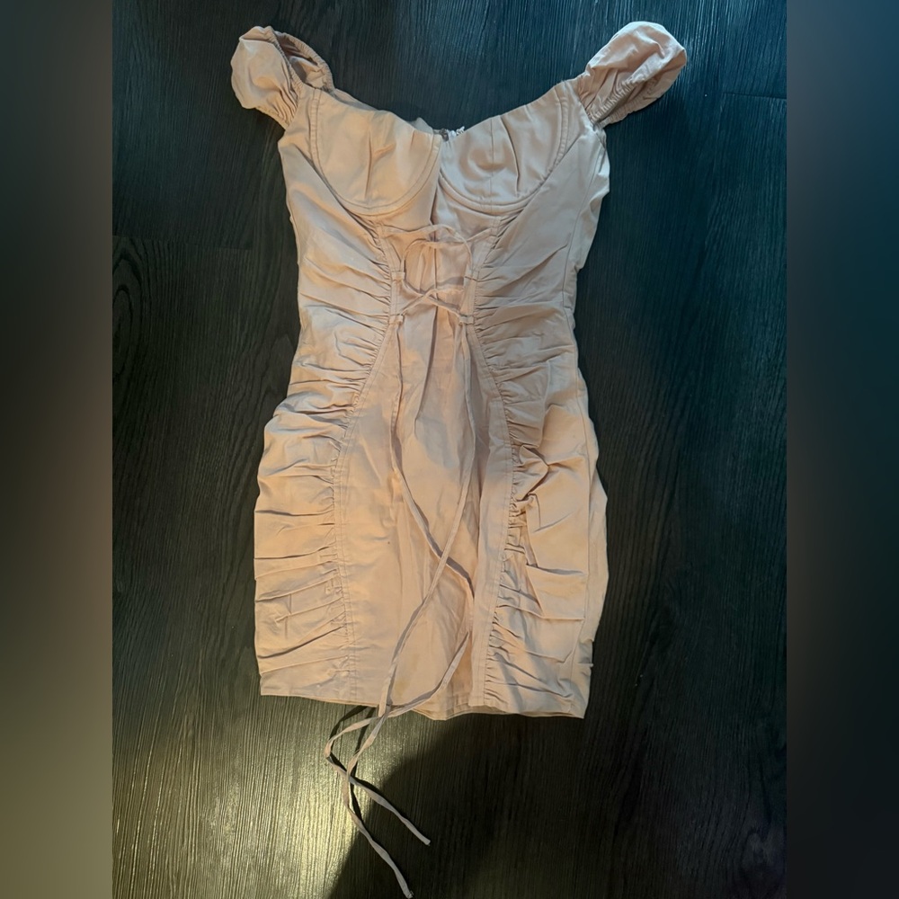 Oh Polly Blush Ruched Mini Dress